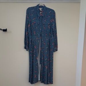 Sezane Blue Floral Midi Dress